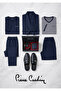 5 Piece 100% Cotton Robdöşambr Pajama Set & Leather Slippers & Genuine Belt Wallet Set Dowry Box