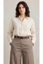 3cm Genuine Leather Women's Belt with Nicel Buckle and End Detail