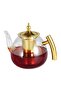 Glass Teapot 1000ml with Infuser, Heat Resistant Borosilicate Tea Kettle Golden Handle Lid