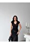 Women's V-Neck Short Sleeve Lace Cashmere Blouse - 6