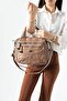 Washable Leather Multi-Compartment Cross Shoulder Bag Mink Model: (571-14-12U)