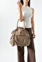 Washable Leather Multi-Compartment, Shoulder and Arm Bag Mink Model: (571-14-18E) - 2