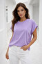 Women's Lilac Cotton Double Sleeve Detailed Comfortable Fit T-Shirt - 3