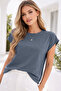 Women's Smoked Cotton Double Sleeve Detailed Comfortable Fit T-Shirt - 2