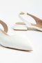 Women's Short Heeled Shoes White Side Open Heeled Narrow Fit - 3