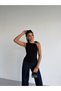 Women's Black One-Shoulder Sandy Fabric Blouse with Accessories - 6