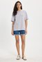 Women's Oversize Wide Cut 100% Cotton Crew Neck Short Sleeve Printed Gray T-Shirt Blouse - 2