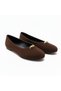 Brown Suede Gold Accessory Detailed Women's Daily Ballerinas - 3