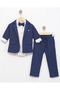 Baby Boy Blue Jacket, Pants, Snap Button Shirt, 3-6-9-12-18-24 Months Stylish Bow Tie 4-Piece Set - 2
