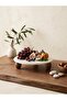 Natural White Marble Wooden Stand Round Presentation Plate and Decorative Stand - Diameter: 28 Cm, Height: 5 cm - 4