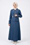 Stone Detailed Skirted Denim Suit 19527 Denim