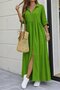 Women's Three Quarter Sleeves V-Neck Slit Long Aerobin Dress