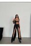 Women's High Waist Zipper Detailed Slit Trouser Skirt Black - 3