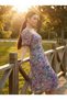 Apsen Women Chiffon Floral Pattern Square Collar Lined Midi Dress 4518-120 - 7