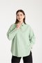 Women's Classic Collar Long Sleeve Relaxed Fit Shirt with Stone Button Detail - 4
