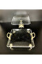 2-Piece Crystal Silver Metal Footed Gilded Square Cake Presentation Tray Cookie Holder - 2