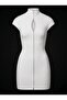 Women's White Agraf Detailed Mini Dress - 4
