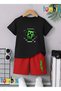 Green Shape Printed T-Shirt Shorts Summer Children's Set