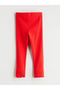 Lcw Kids Red Ribbed Girls' Leggings - 2