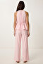 Tie-Detail Blouse Trousers Linen Set Lby0052 Pink - 5