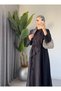 Women's Shawl Collar Detail Long Summer Beige Dress - 4