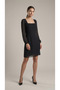 Apsen Women Black Black Square Collar Transparent Long Sleeve Midi Dress 4520-100 - 5