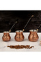 Gaziantep Style Handmade Carved Embroidered Pewter Copper Coffee Pot Set of Three