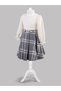 Plaid Girl's Dress with Corsage - 2