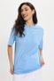 Women's Slim Fit 100% Cotton Short Sleeve Crew Neck Blue T-Shirt Blouse - 3