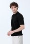 Men's Polo Neck Ribbed Knit T-Shirt Black - 26Y 682 - 4