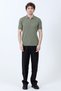 Men's Half Zip Polo Collar Ribbed Knitwear T-Shirt Khaki - 26Y 683 - 7