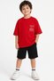 Boy's Red Oversize T-Shirt with Pocket Detail and Printed Casual Cotton T-Shirt - 5