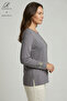 Women's Gray Colorful Floral Leaf Patterned Stoned Slit Lycra Mother Combed Cotton Blouse - 2