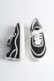 Lace-Up Linen Men's Sports Shoes Black White - 3