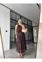 Necklace-Detached Chiffon Dress Brown
