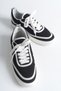Lace-Up Linen Men's Sports Shoes Black White - 2