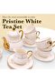 Elegant B&S 31-Piece Porcelain Tea Set for 6 – Vintage Style Teapot, Cups, Saucers, Plates, Spoons - 6