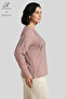 Women's Powder Spiral Stick Patterned Collar and Sleeves Embroidered Stone Slit Lycra Mother Combed Cotton Blouse - 2