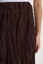 Women's Comfortable Cut, Elastic Waist, Midi Length Brown Pleated Skirt - 4