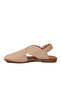Beige Genuine Leather Women's Flat Sandals - 4