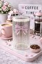 Medium Size Decorative Glass Jar – Heart Lid with Ribbon Detail Candy Jar - Ribbon Jar