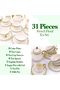 B&S 31-Piece Porcelain Tea Set for 6 | Classic Green Leaf & Gold Rim Design | Elegant Bone China Tea - 4
