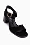 Carina Genuine Leather Black Suede Heeled Women's Sandals