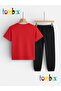 Green Shape Printed T-Shirt and Sweatpants (Sweatpants with Pockets) Children's Top and Bottom Set - 2