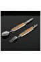 Luxury Leather Covered Steel Flask Set 270 ml with 2 Cups Spoon Fork Outdoor Camping Pocket Flask - 3