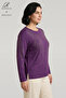 Women's Purple Spiral Stick Patterned Collar Sleeve Embroidered Stoned Slit Lycra Mother Combed Cotton Blouse - 2