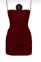Women's Burgundy Strappy Gathered Draped Fully Lined No-Show Mini Dress