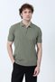 Men's Half Zip Polo Collar Ribbed Knitwear T-Shirt Khaki - 26Y 683