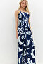 Strapless Strappy Gipeli Patterned Long Dress - 2
