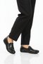 Black genuine leather women's casual shoes